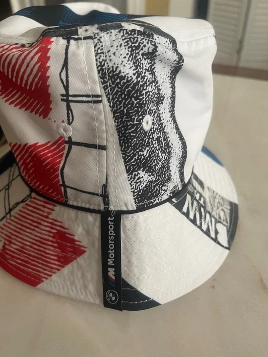 Puma White, Navy & Red Patchwork Bucket Hat/ BMW Motorsport - Picture 2 of 3